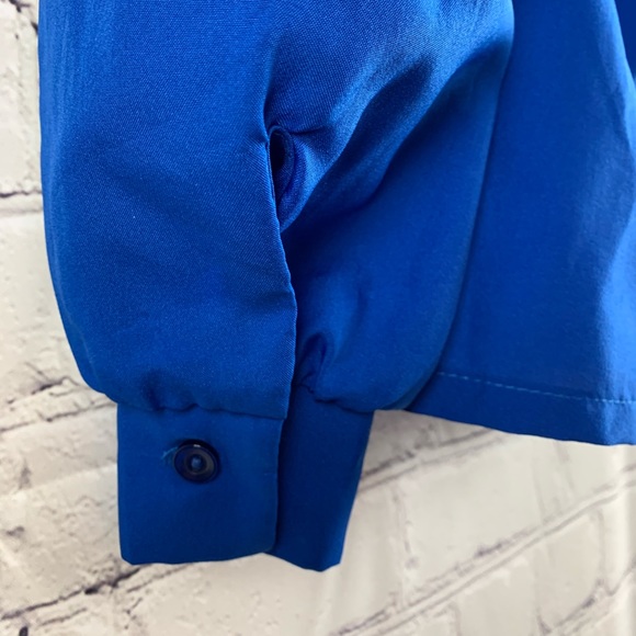 VINTAGE JUDY BOND Blouse Button-down Blue Puffy Style Sleeve - Picture 7 of 8